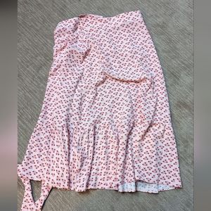 Hill House The Mirabel Wrap Skirt in Posy Pink Crepe, size XL